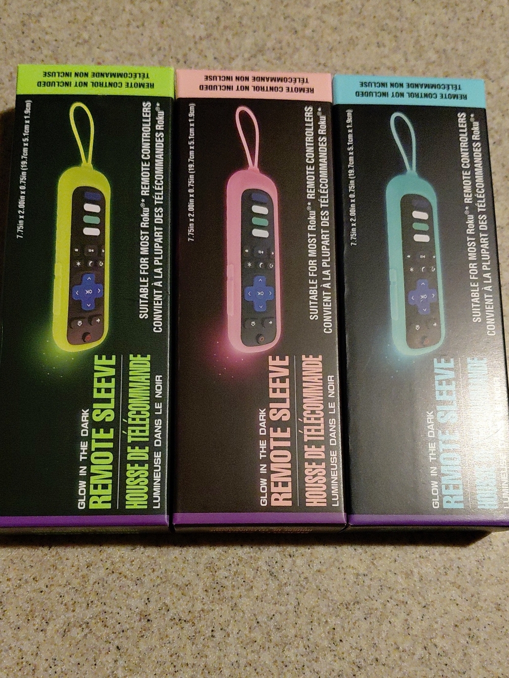 > One New Glow-in-the-Dark Remote Sleeve For ROKU - Green Or Pink Or Blue